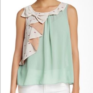 RYU Printed Bow Sleeveless Blouse - Size Small